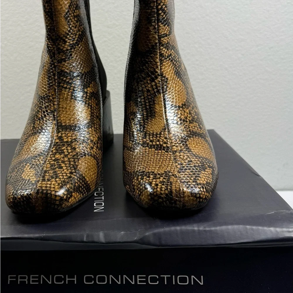 French Connection Two-Toned Brown Snake Print Boots